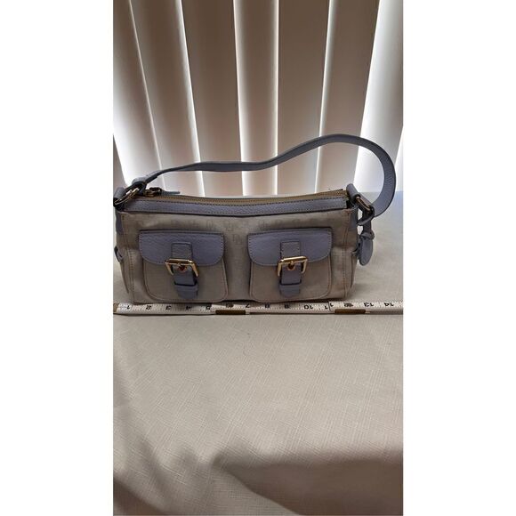 Dooney & Bourke Womens Leather Double Front Pockets Light Blue Shoulder Handbag - Picture 9 of 12